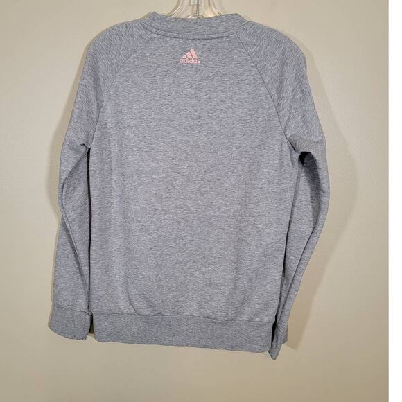 Adidas Women's Crew Neck Sweatshirt Ribbed Cuff & Hem Pullover Gray Size Medium - Picture 4 of 7
